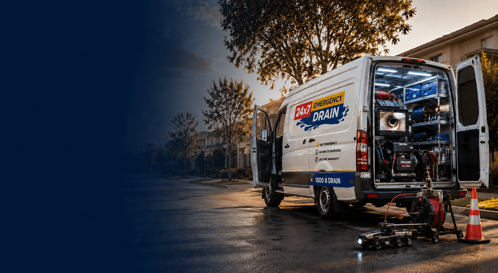 Emergency drain specialists at work