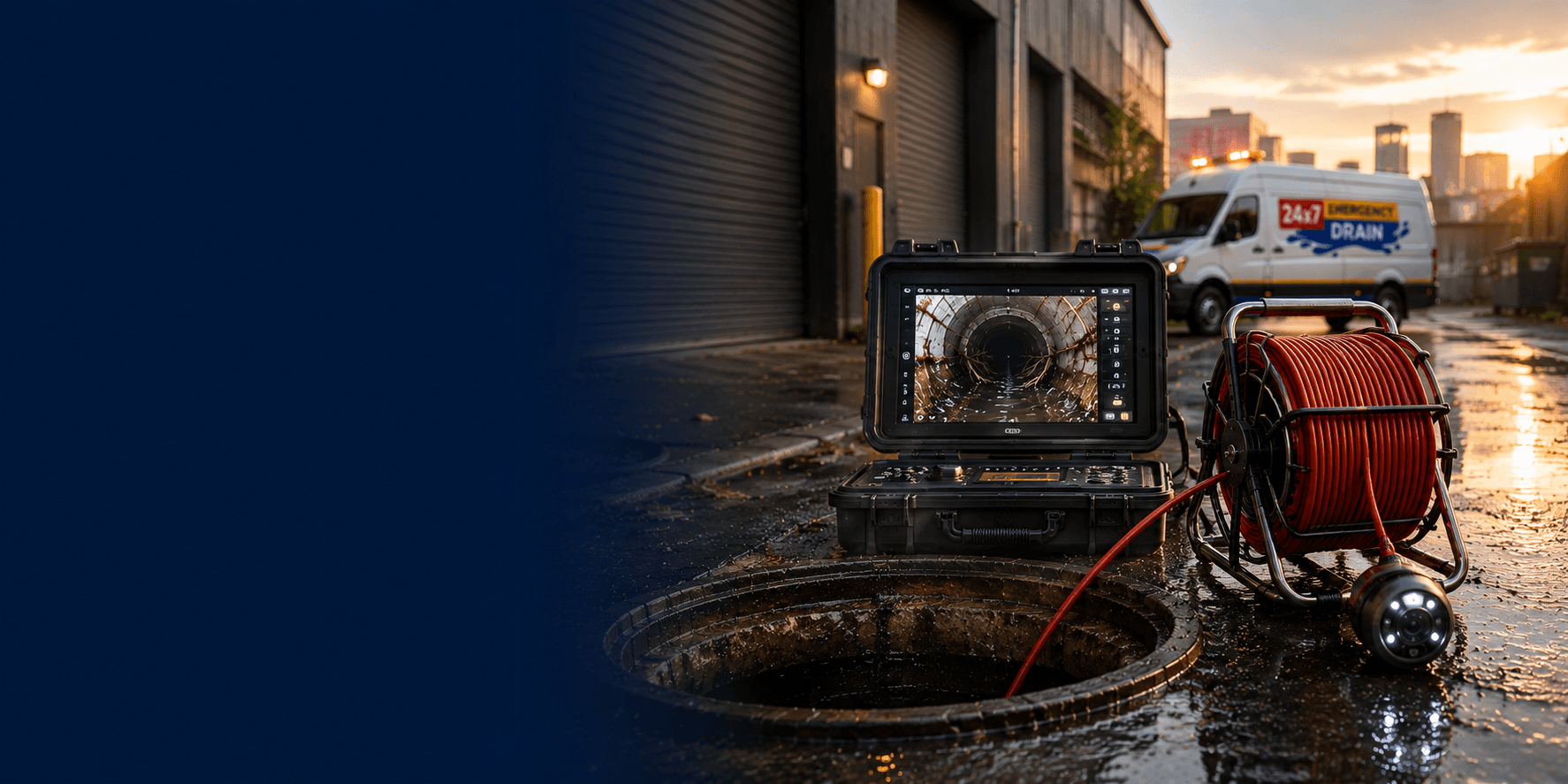 Emergency drain specialists at work