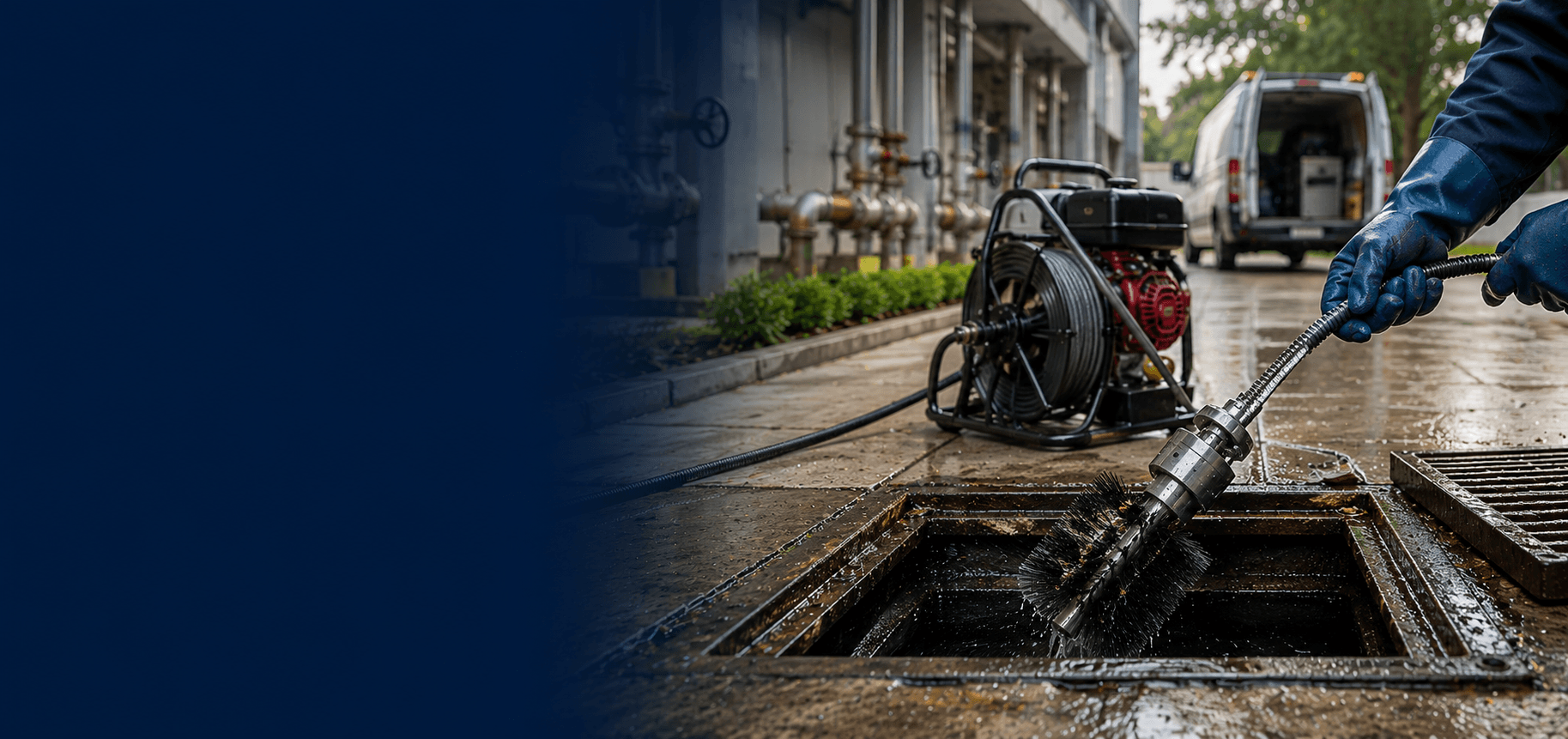 Emergency drain specialists at work